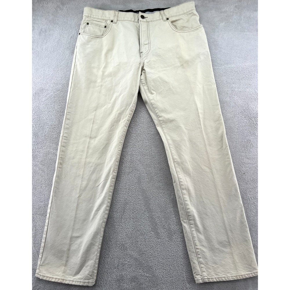 Club Monaco Jeans Mens Sz 38x31 Button Fly White Slim Straight 5 Pocket